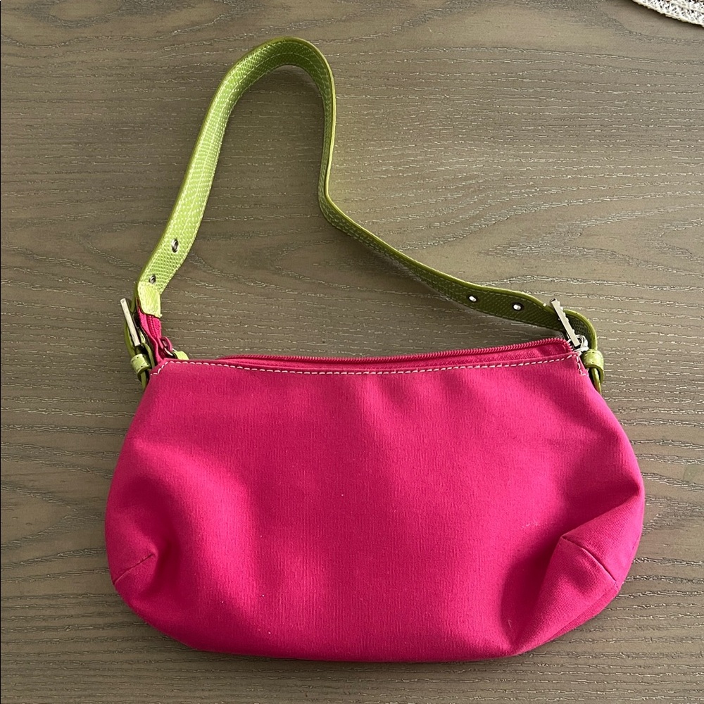 Nine West Hot Pink Shoulder Bag with Lime Green Strap